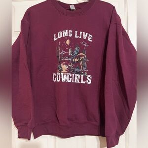Source Unknown Burgundy 'Long Live Cowgirls' Sweatshirt
